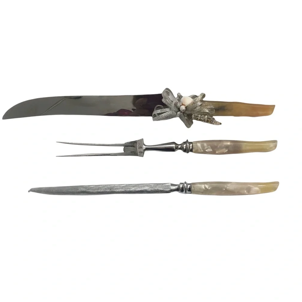 Vintage Gimbel’s Sheffield Stainless Steel Carving Set EUC
